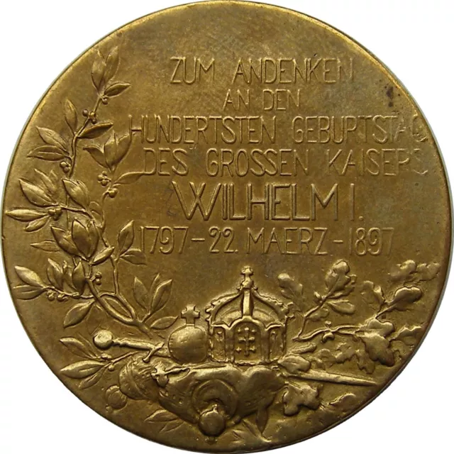 a892 GERMANY 1897 WILHELM I KING OF PRUSSIA BRONZE MEDAL 2