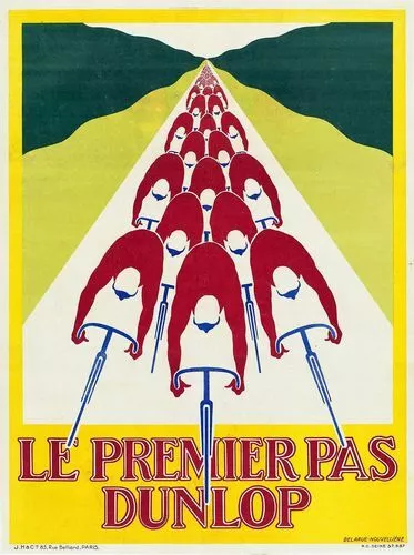 Vintage Early 20th Century Dunlop Tyre Tour de France Poster Print A3/A4