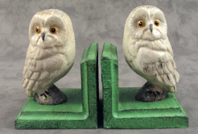 PAIR OF WISE OWL Cast Iron BOOKENDS Heavy Book Ends