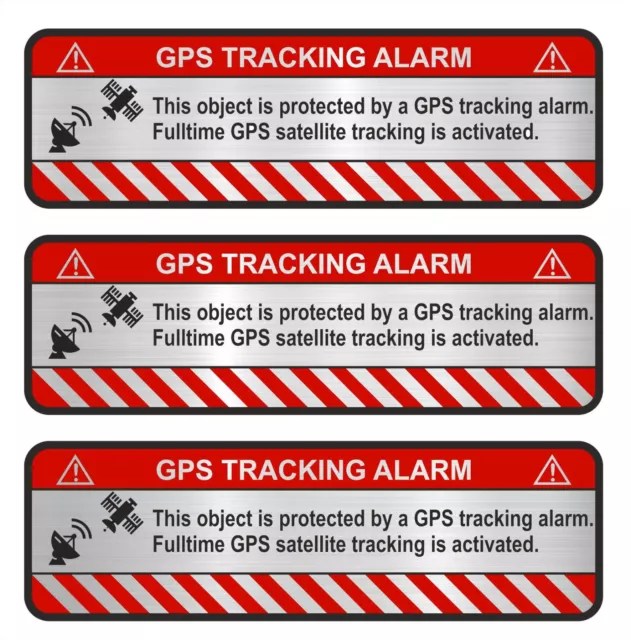 3er Set GPS Object Alu Schliff Aufkleber Folie Diebstahlschutz Alarm R057