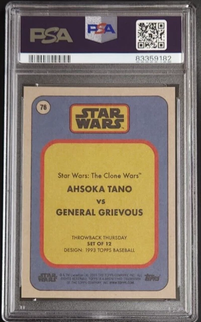 Ahsoka vs Grievous 2023 Topps Throwback Thursday Star Wars #76 PSA 10 GEM MT 2