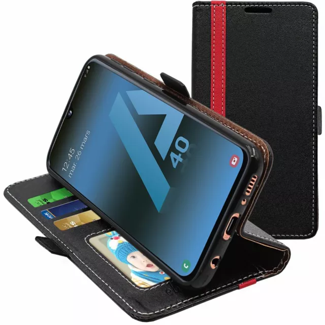 Etui pour Samsung A40 Galaxy A405F Portefeuille Housse PU Cuir Porte-Cartes