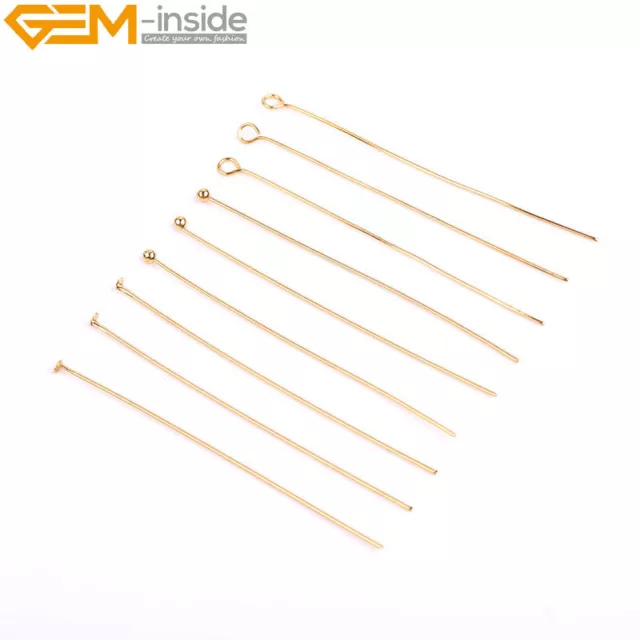 18K Gold Filled Copper Ball Head Pins Jewelry Making Findings 20/30/50mm 100Pcs