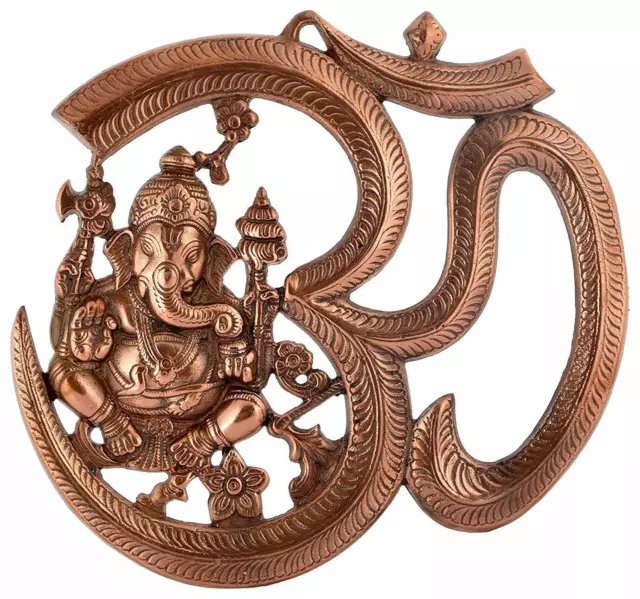 Handcrafted Hindu Lord Ganesha Metal Wall Hanging Sculpture For Home Decor