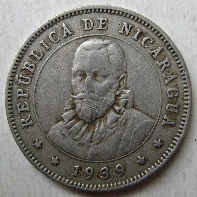 Nicaragua 1939 Twenty-Five 25 Centavos Coin (Km# 18.1)
