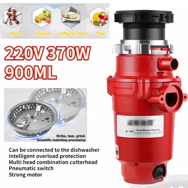 220V 370W Kitchen Food Waste Processor 900ML Disposer Disposal Garbage Crusher