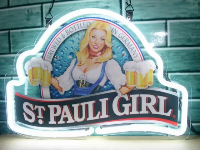 14"x10" St Pauli Girl Bar Acrylic Neon Sign Light Lamp Visual Beer Artwork L134