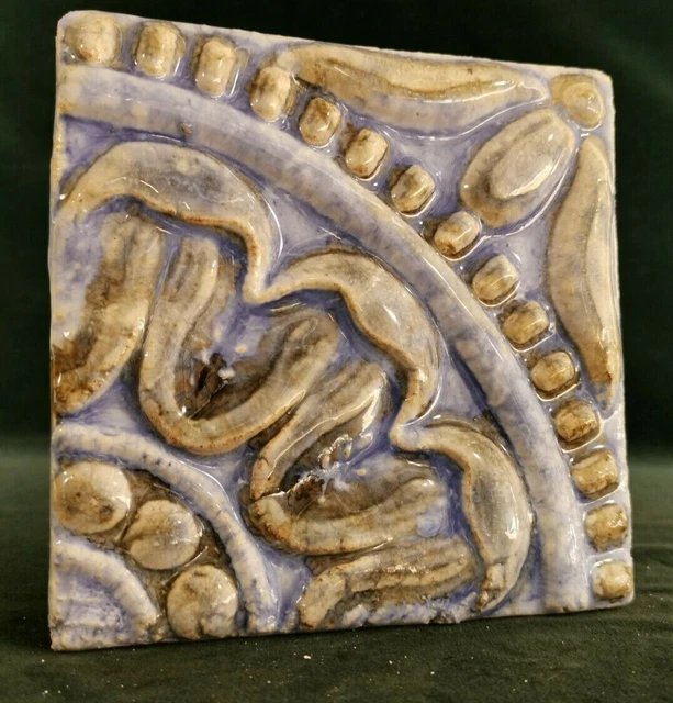 vintage ceramic tile handmade and handpainted modernist 1950´s Portugal