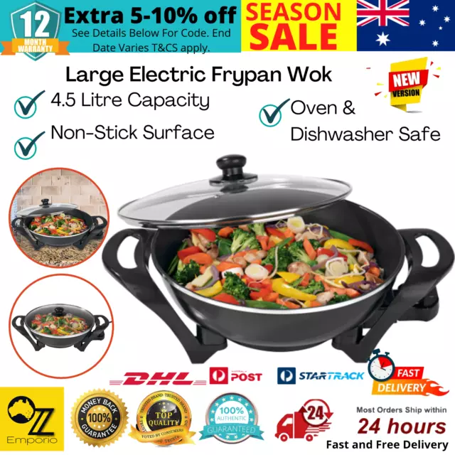Maxim Kitchen Pro 4.5L 1500W Stir Fry/Cooker Electric Wok w/ Lid