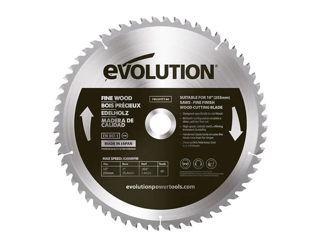 Evolution - Fine Wood Mitre/Table Saw Blade 255 x 25.4mm x 60T