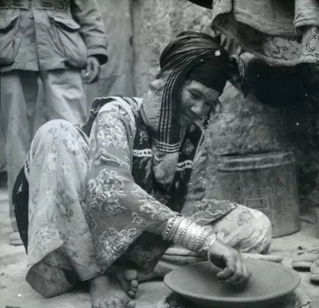 Algeria Older Woman making Pottery? Old Photo 1950