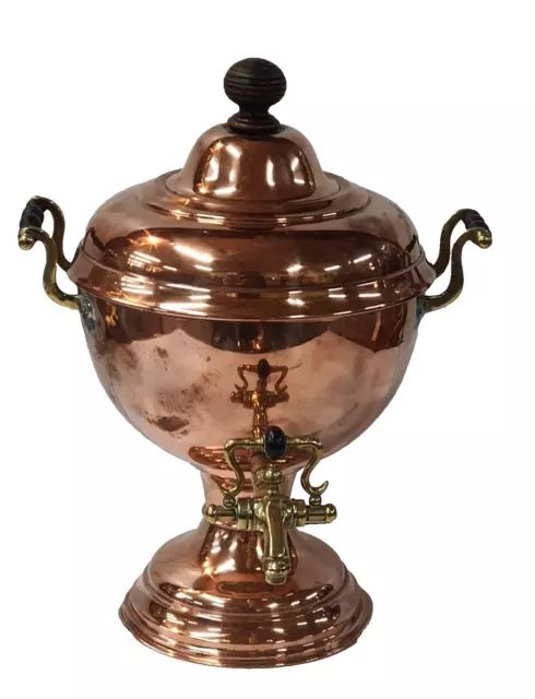 Antique Victorian Copper And Brass Tea Urn