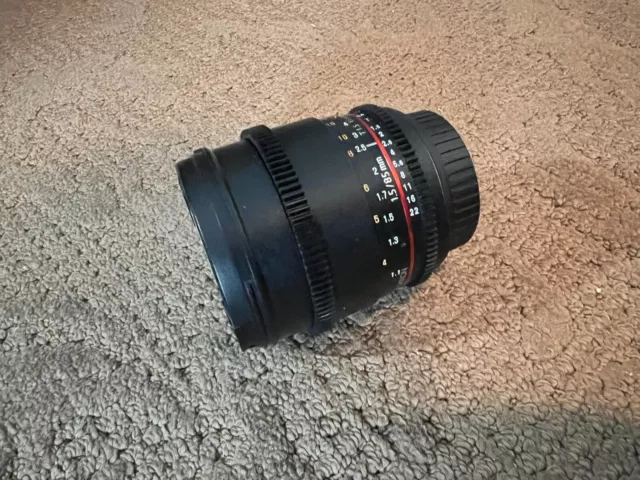 Rokinon 85mm T1.5 AS IF UMC II CINE Full Frame Canon EF Lens with Hood and Caps 3
