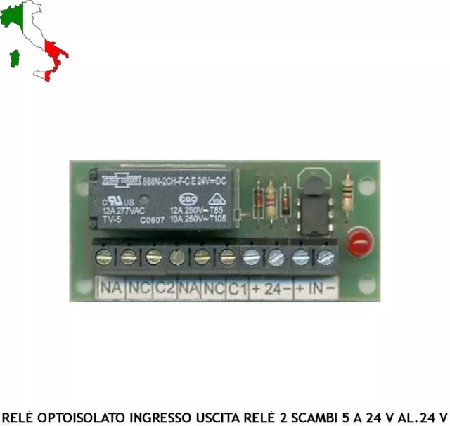 RELE'OPTOISOLATO FOTOACCOPPIAMENTO IN DISTURBI O SOVRATENSIONI ALIM. 24 Vcc