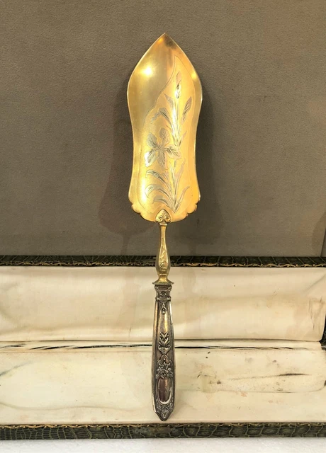 Pelle de service en métal doré & argent MINERVE décor IRIS Couvert Tarte Poisson