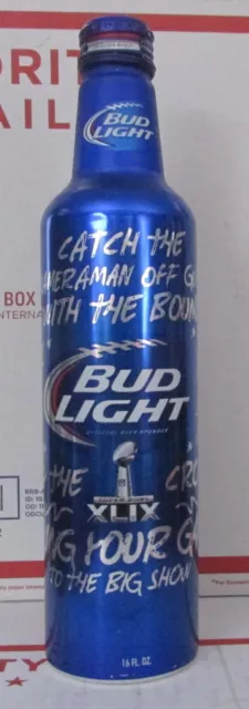 Beer Bud Light NFL SUPER BOWL 49 XLIX 502491 Aluminum Empty Bottle football 16oz