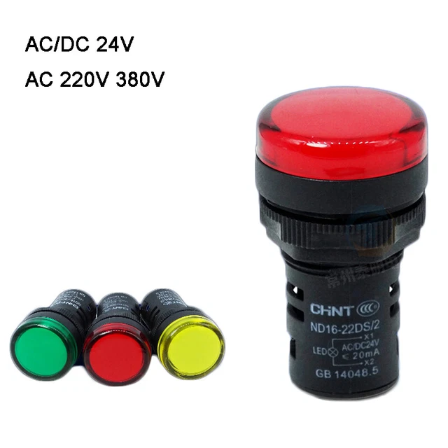 Indicatore LED Segnale Luce Allarme AC/DC 24V AC 220V 380V Montaggio Pannello 22mm