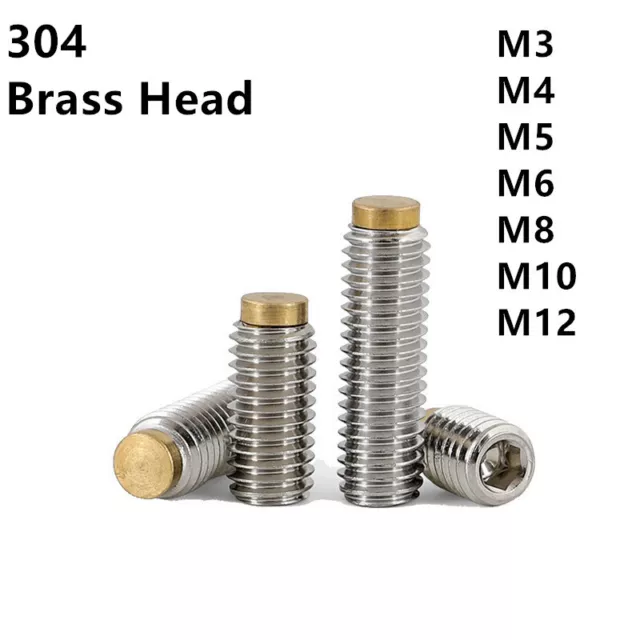 304 Stainless Steel Hexagon Socket Set Screws With Brass Dog Point M3 M4 M5-M12