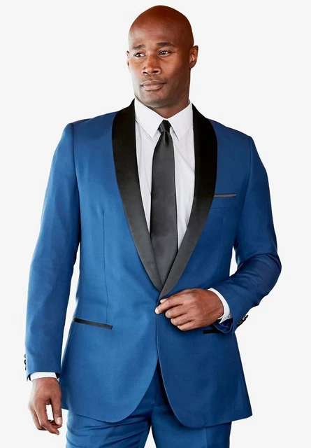 KS Signature Tuxedo Jacket Size 52 Tall CLASSIC BLACK BLUE TRIM NEW LOOKS GREAT!