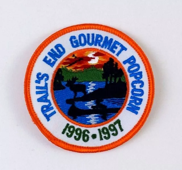 1996-97 Trail's End Gourmet Palomitas de Maíz Vintage Sombrero Chaqueta Parche Al aire libre 3"