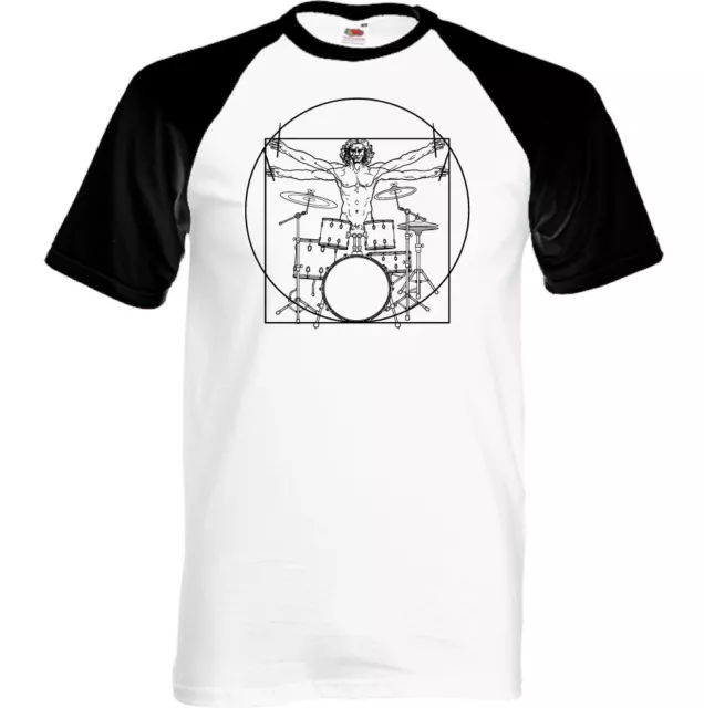 Drumming Da Vinci Vitruvian Man - Mens Funny T-Shirt Drummer Drums Drum Kit