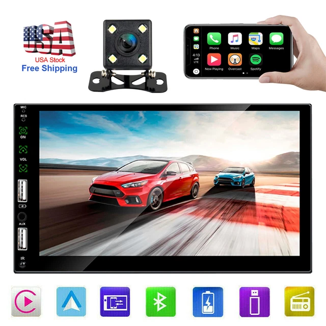7& CAR RADIO Stereo Apple CarPlay Touch Screen Double 2 Din BT W