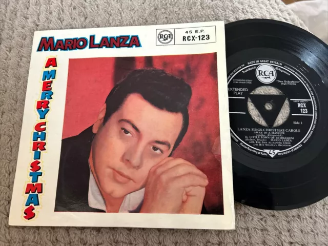 MARIO LANZA EP - Sings Christmas Carols - 7” Single Vinyl 1958 RCA RCX123 Ex