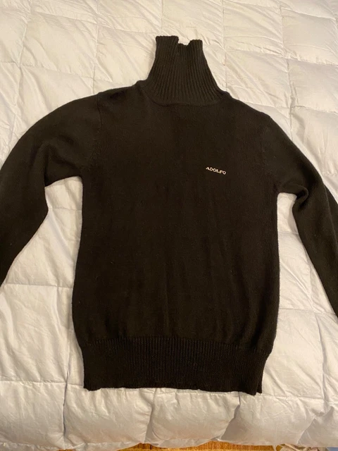 Vintage Adolfo Dominguez Black Turtleneck Sweater, Small