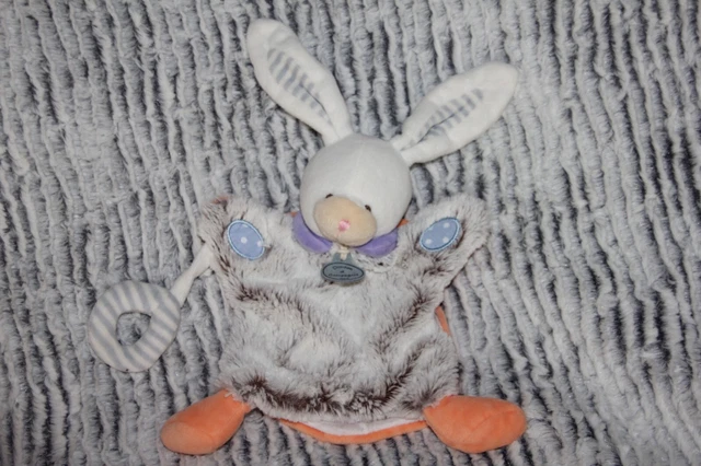 DOUDOU et COMPAGNIE LAPIN CHOUPI MARIONNETTE GRIS ORANGE BLEU