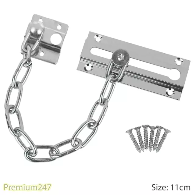 SECURITY DOOR CHAIN Nickel Plated HEAVY DUTY Safety Guard Lock Catch With Screws