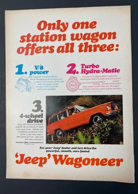 165 Jeep Wagoneer Station Wagon Offers All Three V8 4 Wheel Print Ad