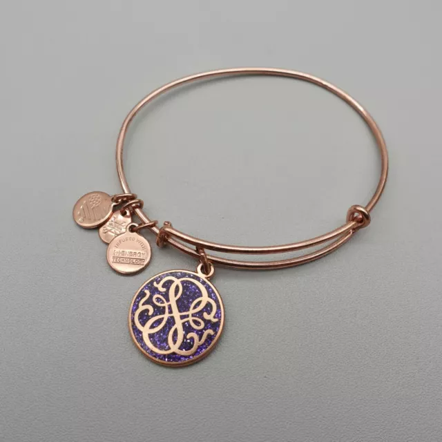 Alex and Ani Bracelet Path of Life Charm Glitter Infusion Rose Gold Tone Bangle