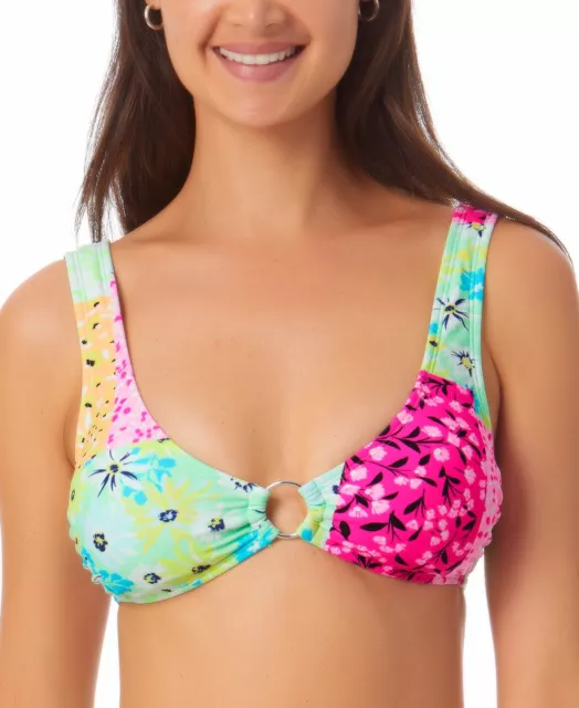 MSRP $20 California Waves Juniors Printed Bralette Bikini Top Green Size Small