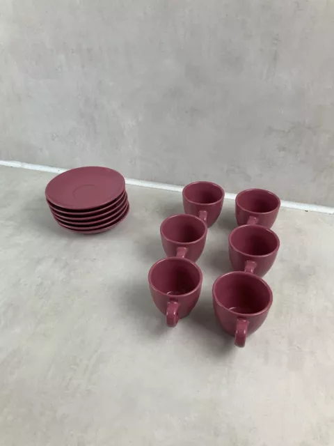 Jolie service à café rose 6 tasses, sous tasses et 6 tasses céramique