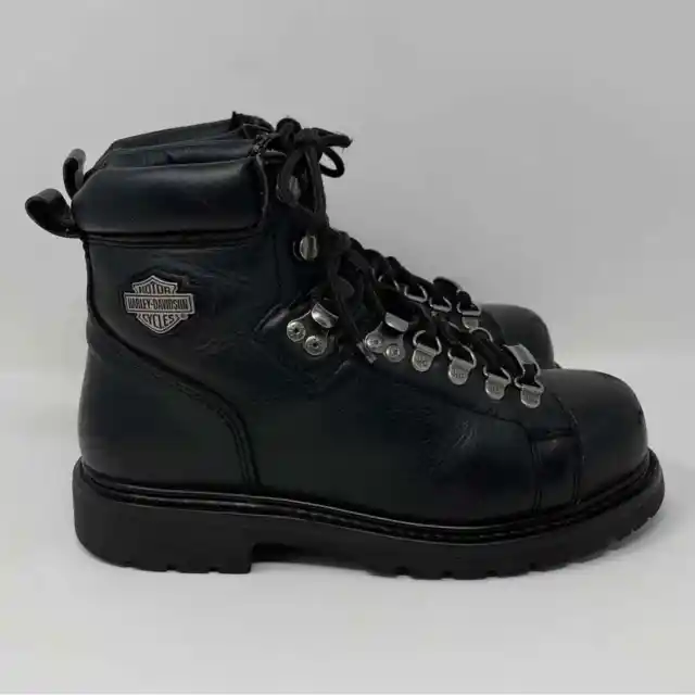 Harley Davidson Boots Dipstick 6 Steel Toe Womens 9 Black Leather Lace Up