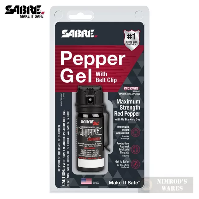 Sabre CROSSFIRE PEPPER GEL + Dye + Belt Clip 18 ft. SELF-DEFENSE MK3-CFTG-BC