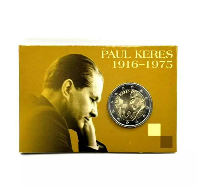 2016 Estland 2 Euro Seltene Münzkarte Paul Keres RARE