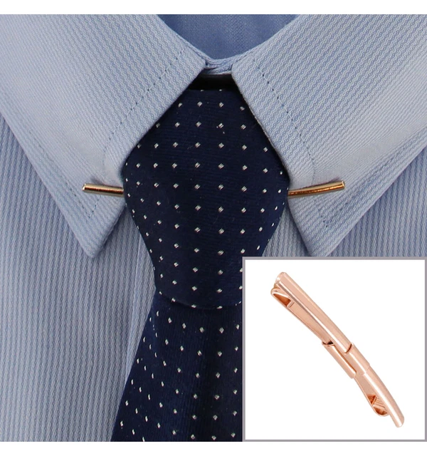 Ky & Co Rose Gold Mens Collar Pin Bar Clip 2 1/8" Made in USA
