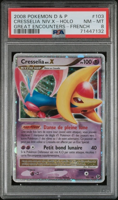 Carte Pokémon Cresselia Niv. V 103/106 PSA 8 DP Duels au Sommet - FR 🔥