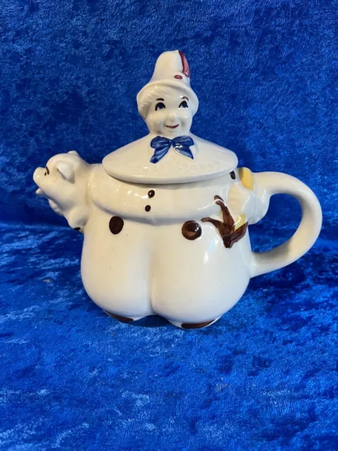 Shawnee Pottery Teapot Vintage 1940's "Tom the Pipers Son" Nursery Clown Pig