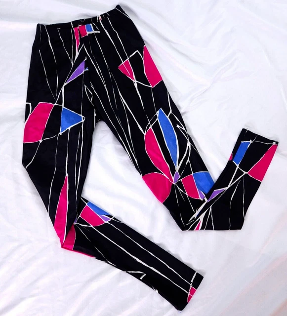 80s Athletic Dance Tights Abstract Printed Spandex Nylon Stretch SOFTOUCH Small
