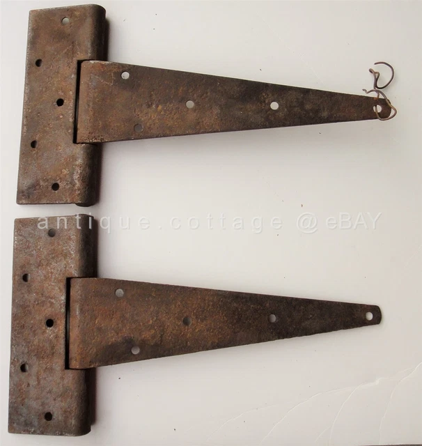 LOT antique 2pc 12" BARN DOOR STRAP HINGES lancaster pa AMISH FARM 3