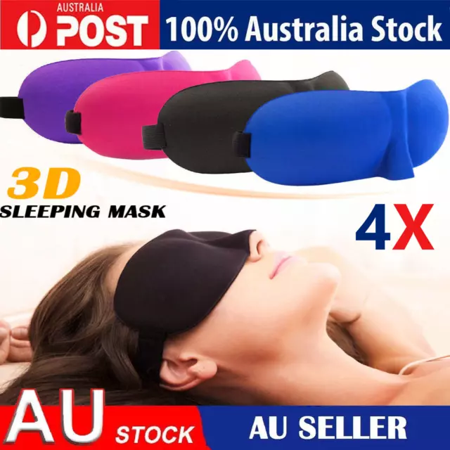 4x Travel Sleep Eye Mask Soft Memory Foam Padded Shade Cover Sleeping Blindfold