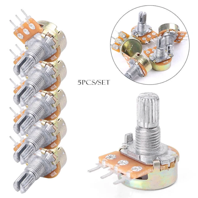 5 pcs 10K ohm Linear Taper Rotary Potentiometer