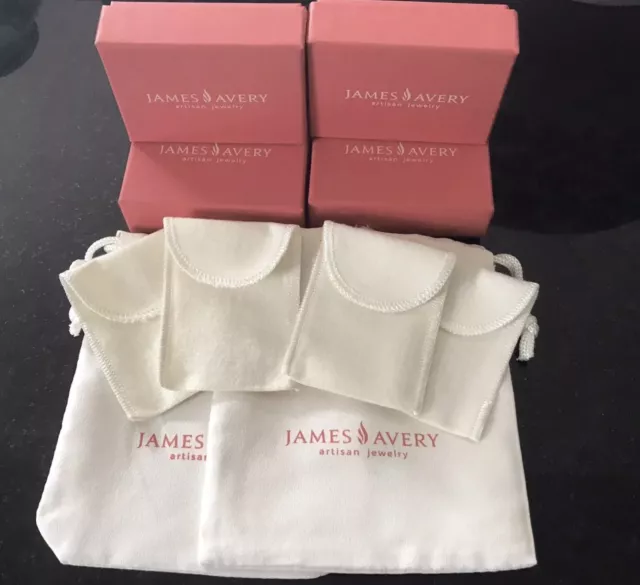 4 Authentic James Avery Gift Boxes w/ 4 Pouches and 2 Drawstring Dust bags