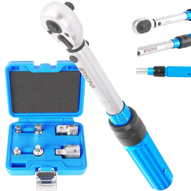 TECPO DREHMOMENTSCHLÜSSEL 1/4" 5-25 Nm DREHMOMENT SCHLÜSSEL + BGS ADAPTER SET