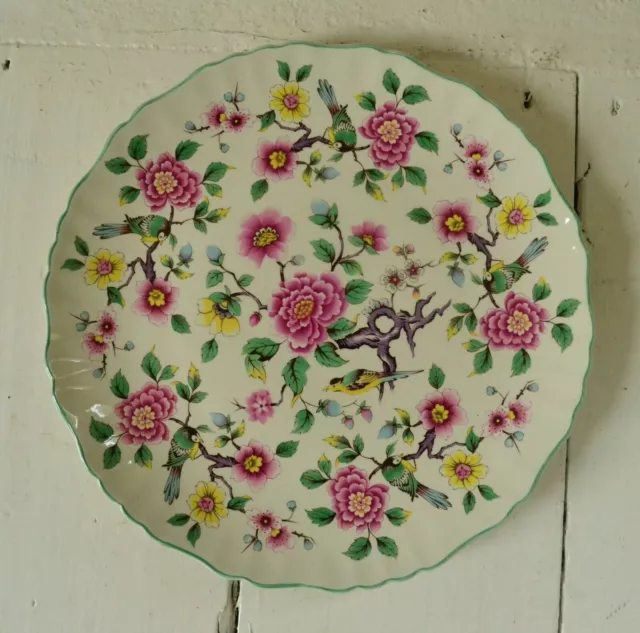 Vintage James Kent Plate w/ Old Foley Chinese Rose w Birds made in England