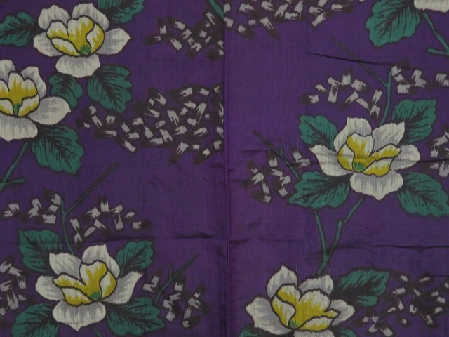 0822i04z420 Vintage Japanese Kimono Silk MEISEN HAORI Dark purple Flower 3