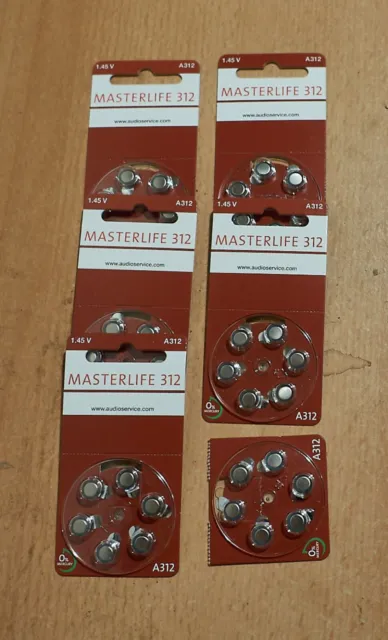 Baterías para audífonos, A312, Masterlife 312, 36 ud. (6 x 6 ud.)