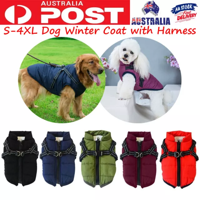 Winter Pet Dog Coat Clothes Jacket with Harness Breathable Vest for Small Large